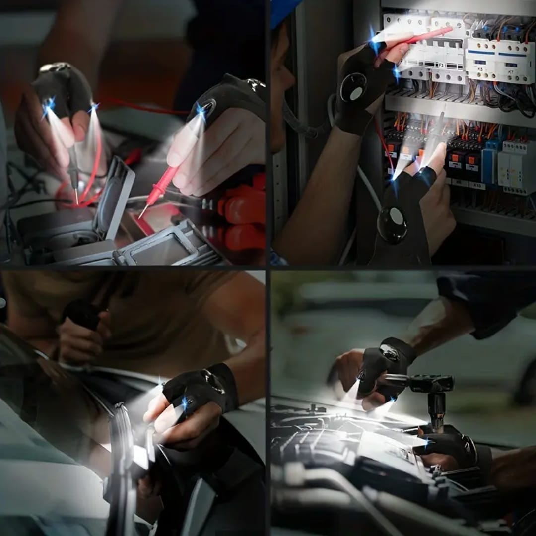 Rechargeable LED Flashlight Gloves | Hands-Free Light Gloves for Camping, Fishing & Gifts