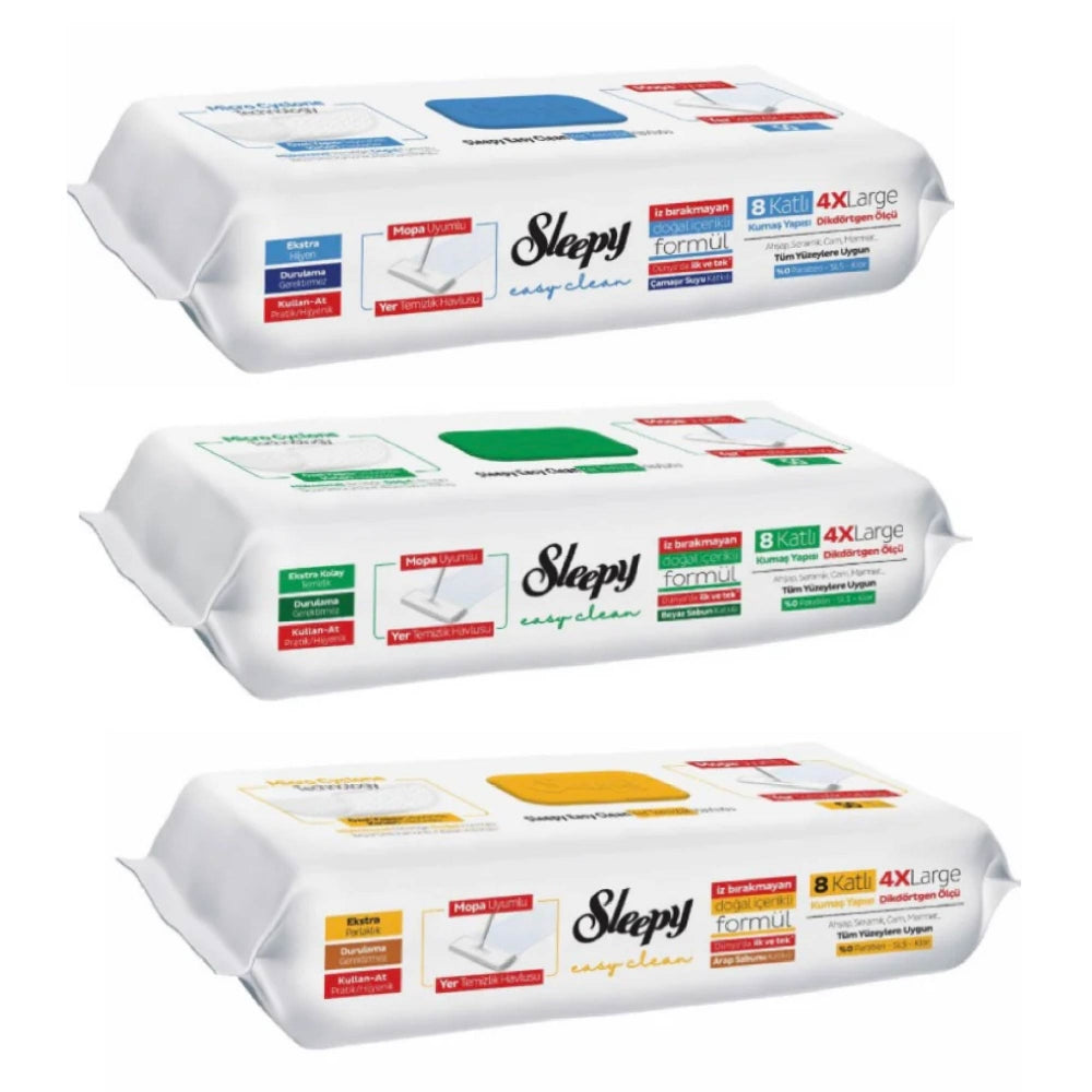 Sleepy Easy Clean Mop Wipes 4X Large – 8-Ply Extra Thick Disposable Floor Cleaning Cloths
