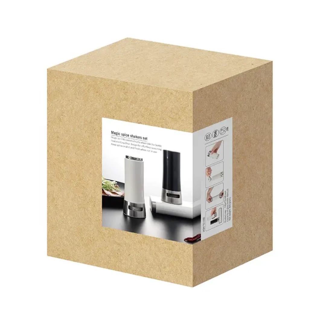 Magnetic Salt & Pepper Shakers | Black & White Spice Jars with Base, Modern Design