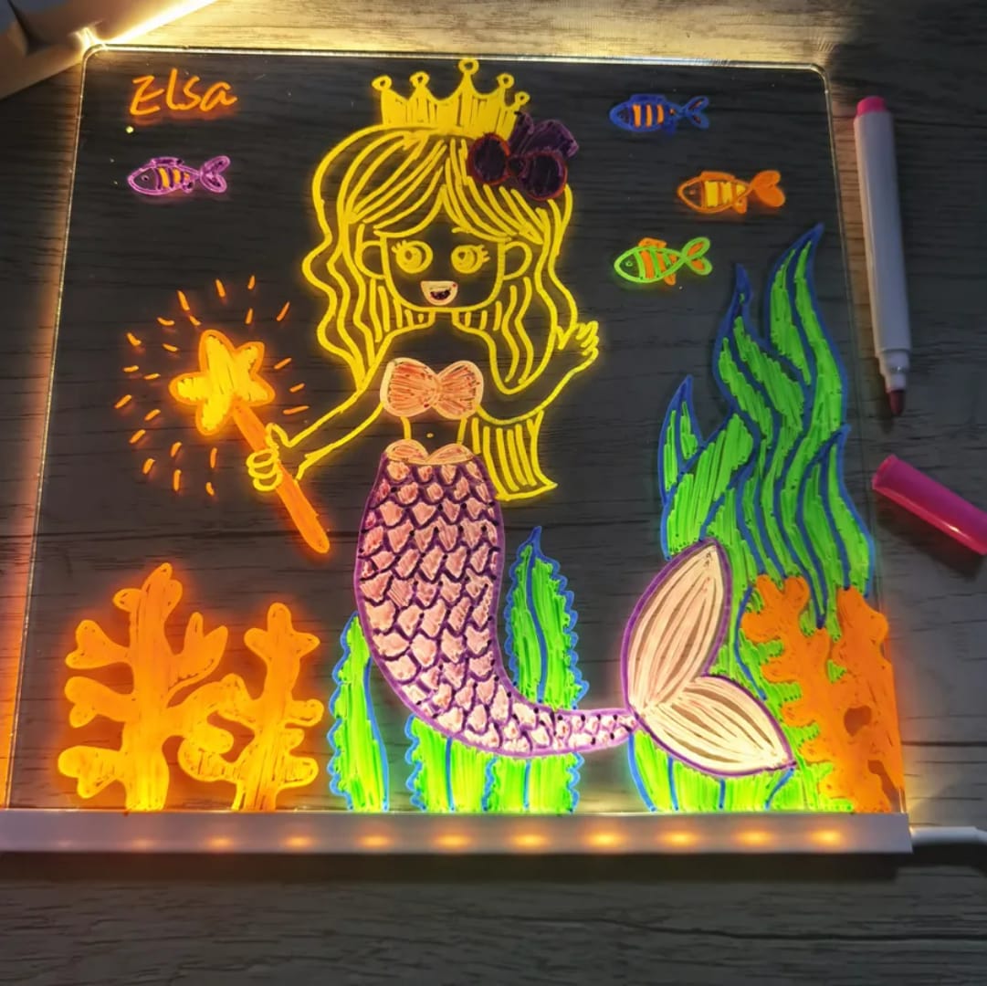 7-Color LED Acrylic Whiteboard Night Light | USB Dry Erase Memo Message Board Lamp SIZE: 30X20