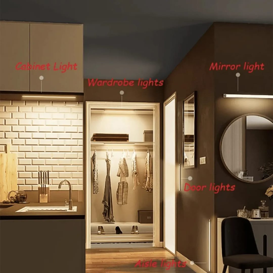Smart Rechargeable LED Motion Sensor Cabinet Light | Aluminum Alloy Under Cabinet Lamp