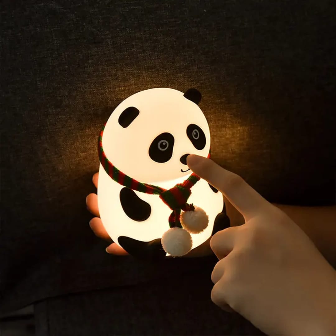 Cute Panda Silicone LED Night Light | USB Rechargeable Colorful Touch Lamp for Kids Bedroom