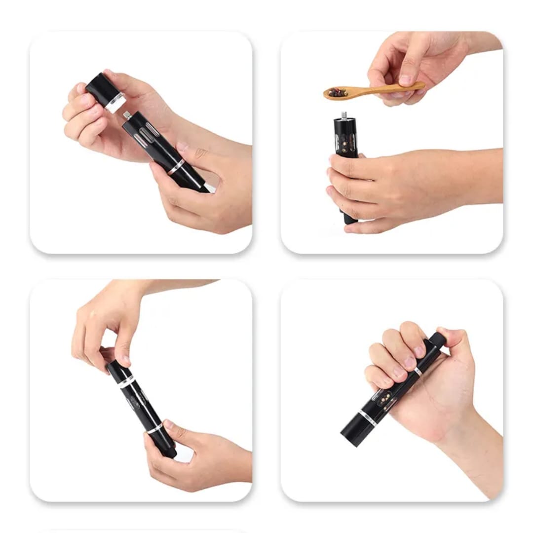 Stainless Steel One-Handed Salt & Pepper Grinder | Thumb Press Spice Mill