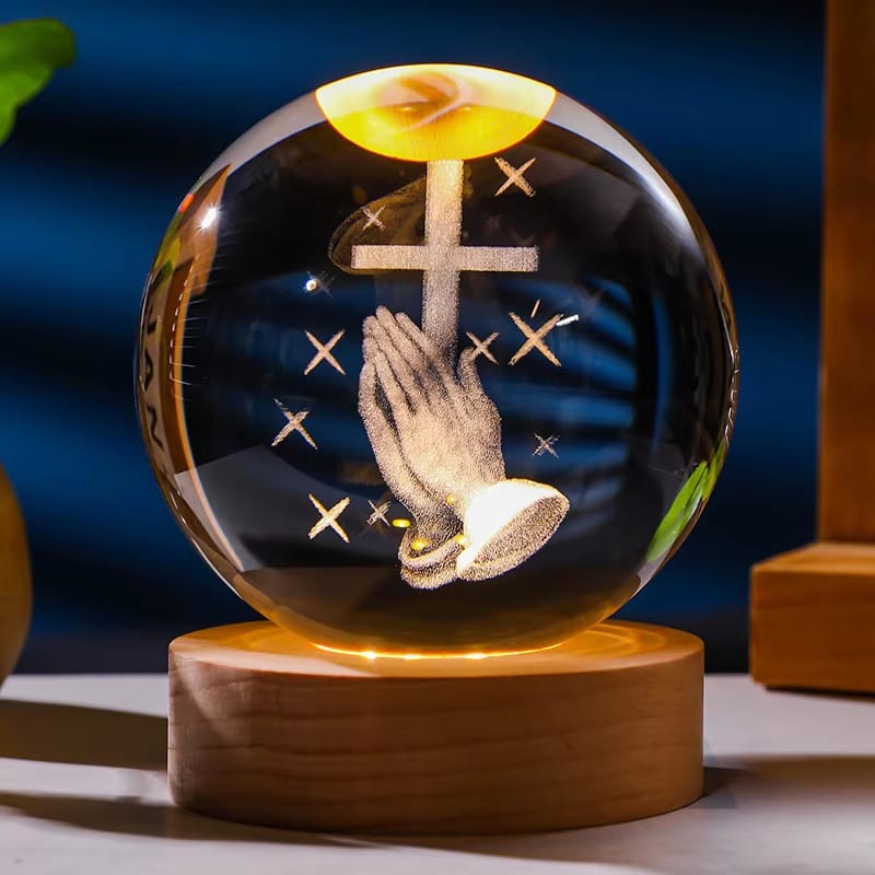 Praying hands with Cross 3D night lamp