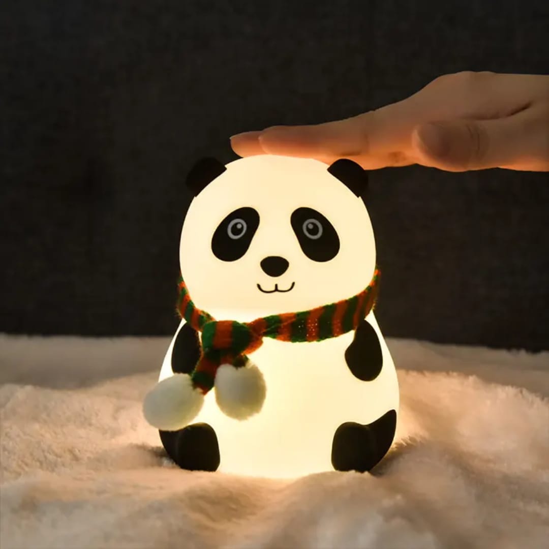 Cute Panda Silicone LED Night Light | USB Rechargeable Colorful Touch Lamp for Kids Bedroom