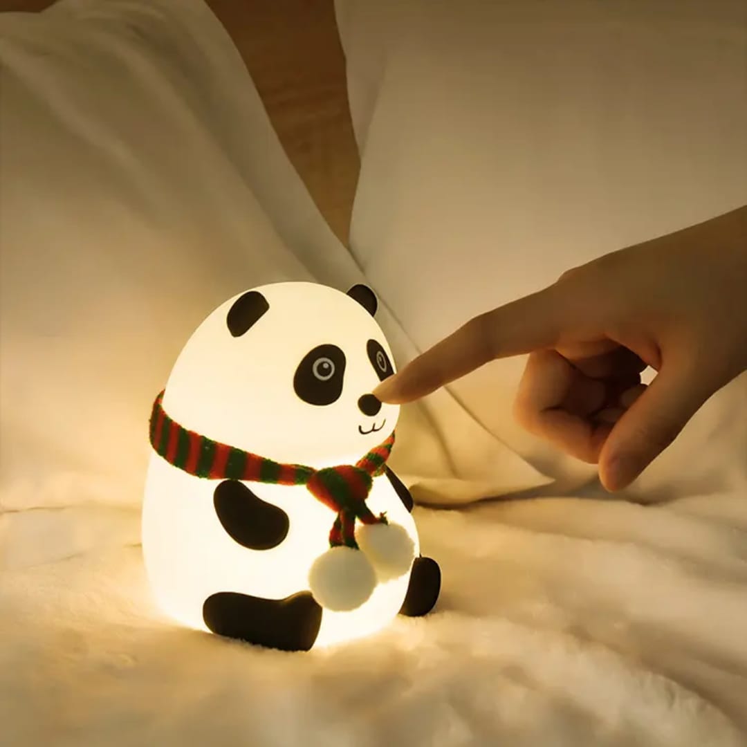 Cute Panda Silicone LED Night Light | USB Rechargeable Colorful Touch Lamp for Kids Bedroom