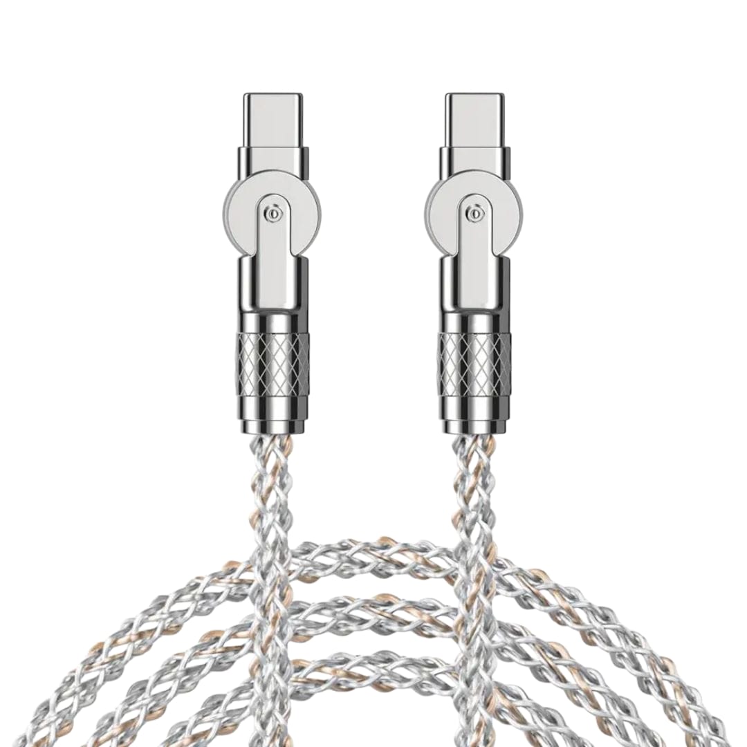 RGB LED 120W 180° Rotating USB-C to USB-C Fast Charging Cable – CarPlay & Android Auto Compatible