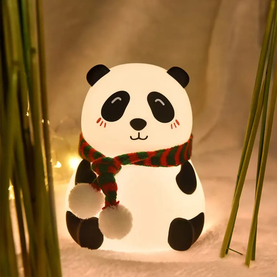 Cute Panda Silicone LED Night Light | USB Rechargeable Colorful Touch Lamp for Kids Bedroom