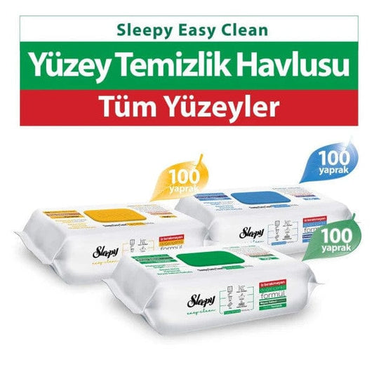 Sleepy Easy Clean Surface Cleaning Towels – 100 Sheets for All Surfaces (Multi-Pack – Blue, Green, Yellow)