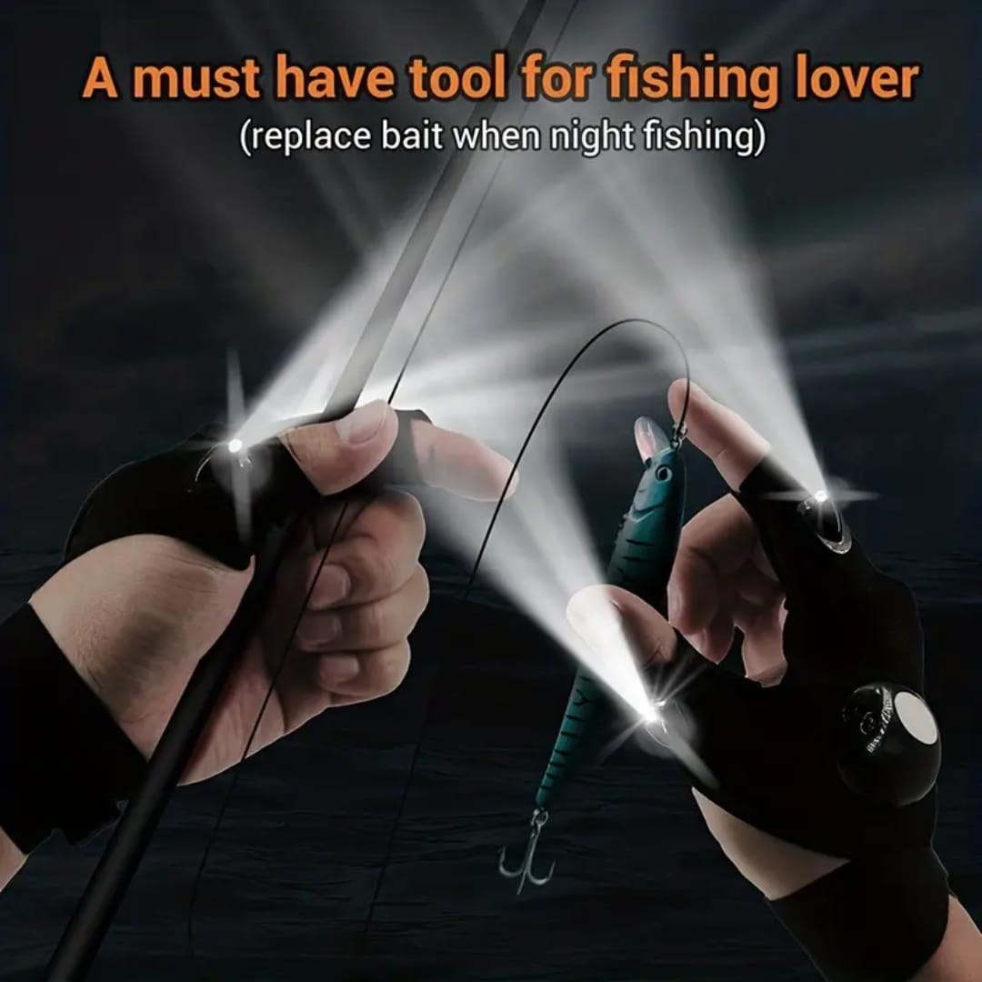 Rechargeable LED Flashlight Gloves | Hands-Free Light Gloves for Camping, Fishing & Gifts