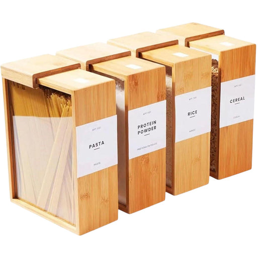 Eco-Friendly Bamboo Wooden Rice Storage Box | Kitchen Food Organizer & Cereal Container with Lid