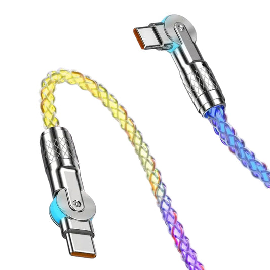 RGB LED 120W 180° Rotating USB-C to USB-C Fast Charging Cable – CarPlay & Android Auto Compatible