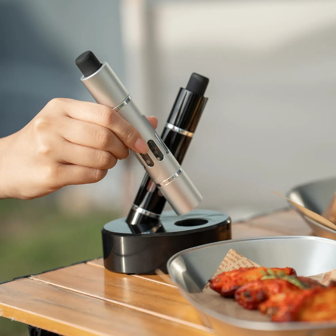 Stainless Steel One-Handed Salt & Pepper Grinder | Thumb Press Spice Mill