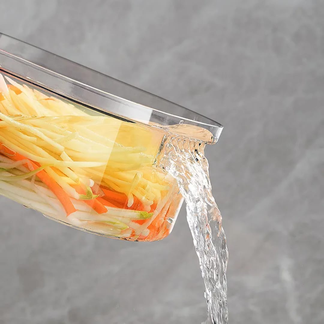 Coupe-légumes 6 lames | Mandoline manuelle avec panier de rangement et d'égouttage, poignée ergonomique